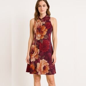 Free People New Romantics Floral Print Boho Sleeveless Dress High Neck Sz Small